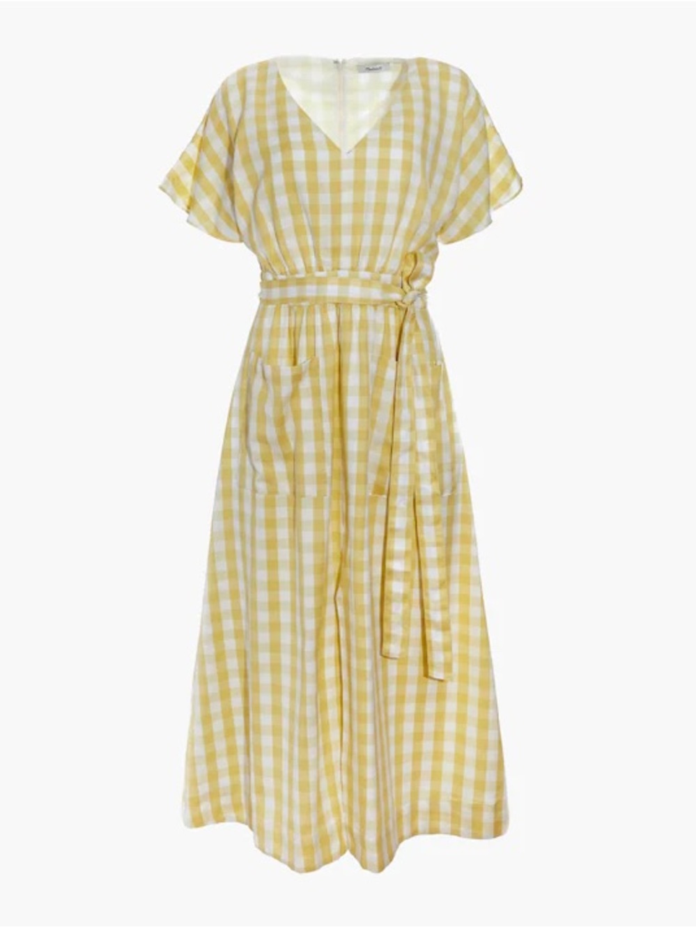 Madewell Dolman-Sleeve Tie-Waist Midi Dress in Gingham Check
